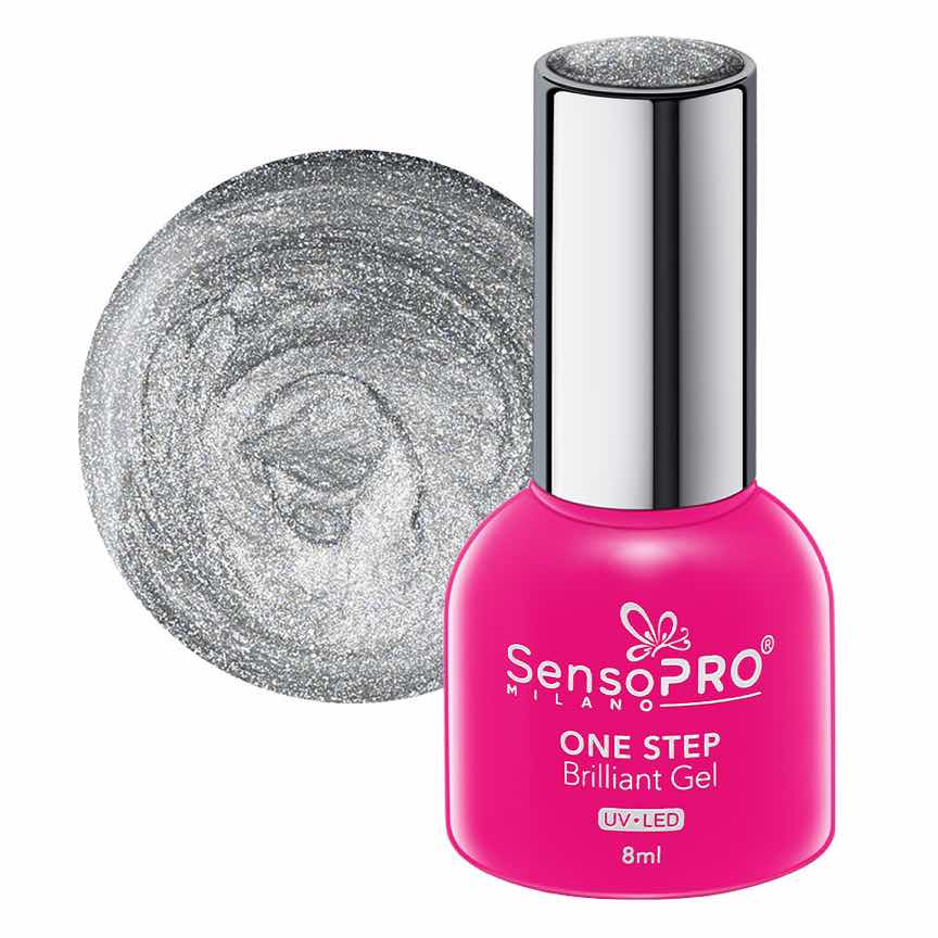 Oja Semipermanenta One Step Brilliant Gel SensoPRO Milano 8ml, Silver Time #75 Oja Semipermanenta One Step Brilliant Gel SensoPRO Milano 8ml, Silver Time #75