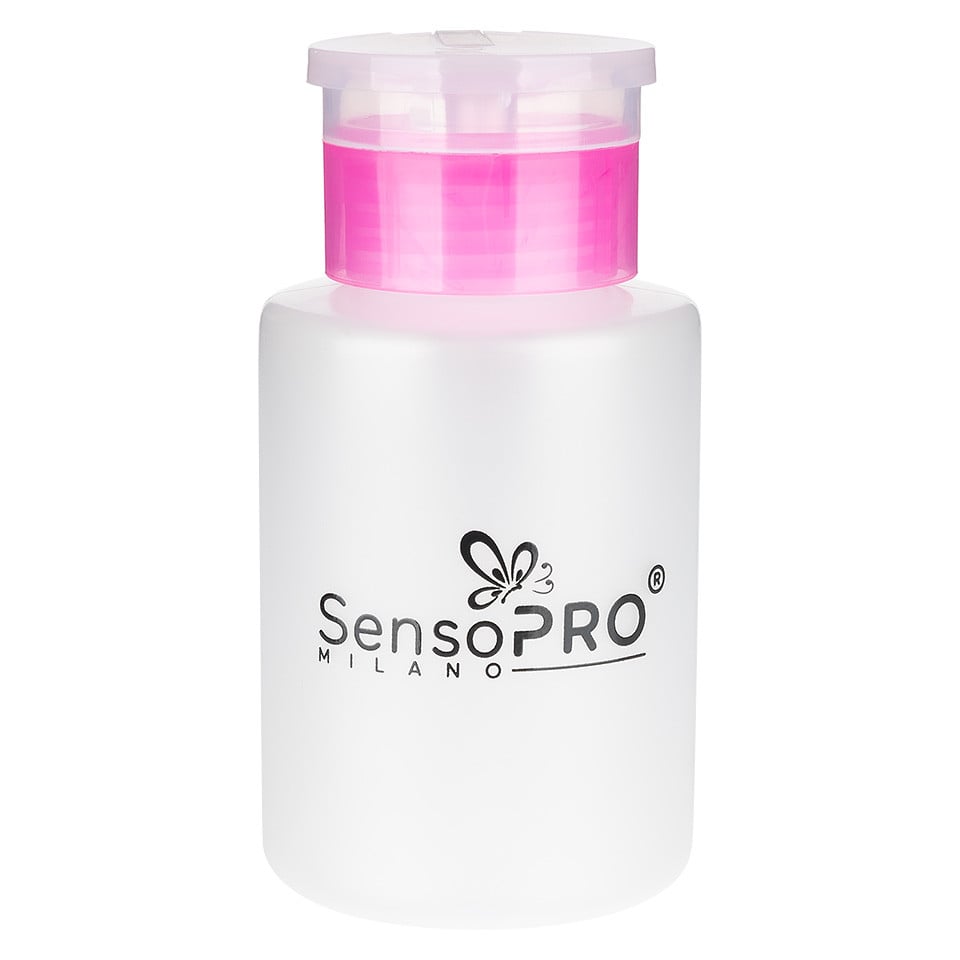 Recipient cu Pompita pentru Lichide Adjuvante Unghii SensoPRO Milano, 150 ml Recipient cu Pompita pentru Lichide Adjuvante Unghii SensoPRO Milano, 150 ml