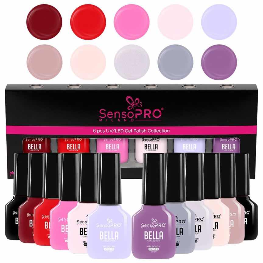 Set 10 Oje Semipermanente, Base Coat & Top Coat BELLA SensoPRO Milano, Timeless Elegance Set 10 Oje Semipermanente, Base Coat & Top Coat BELLA SensoPRO Milano, Timeless Elegance