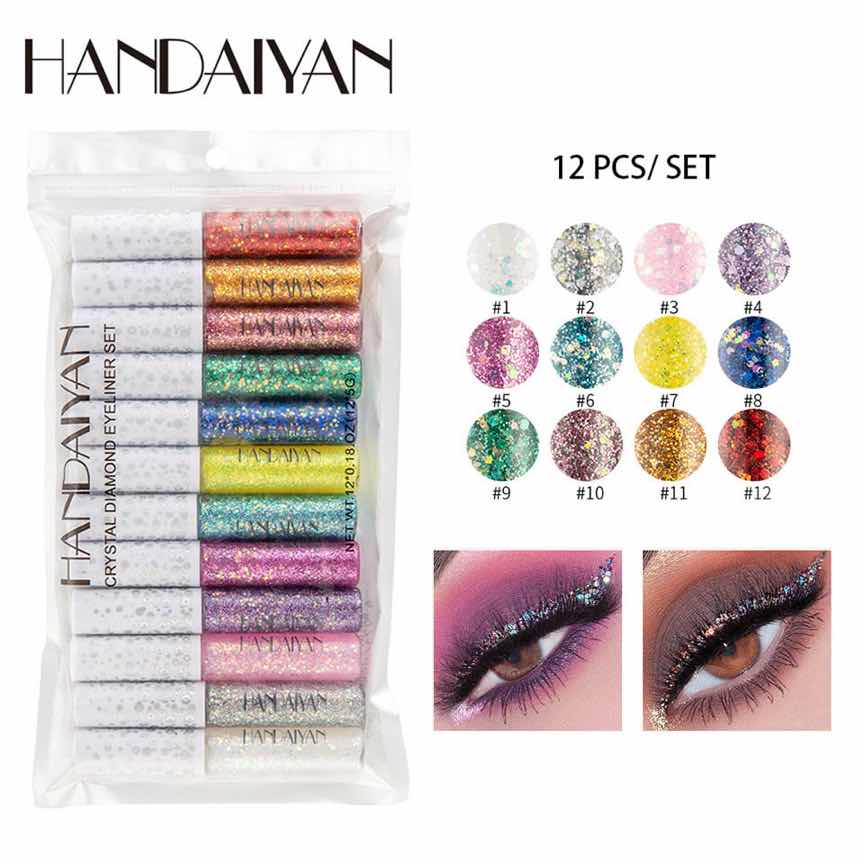 Set 12 Culori Eyeliner Colorat Crystal Diamond Handaiyan Set 12 Culori Eyeliner Colorat Crystal Diamond Handaiyan