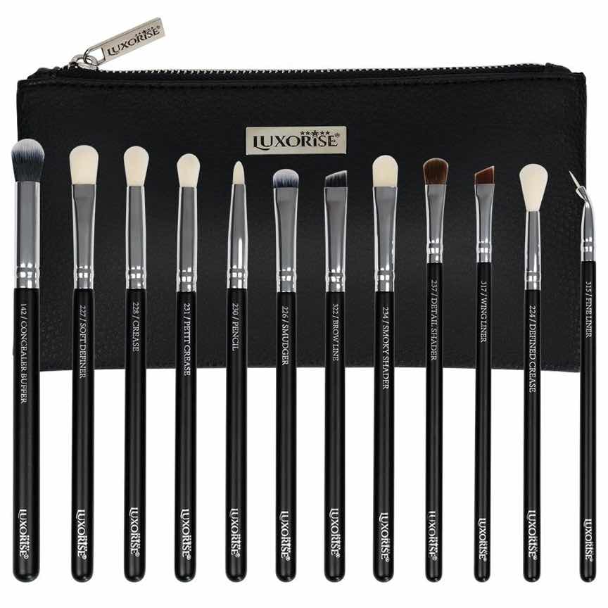 Set 12 Pensule Machiaj LUXORISE Brilliance Silver + Borseta CADOU Set 12 Pensule Machiaj LUXORISE Brilliance Silver + Borseta CADOU