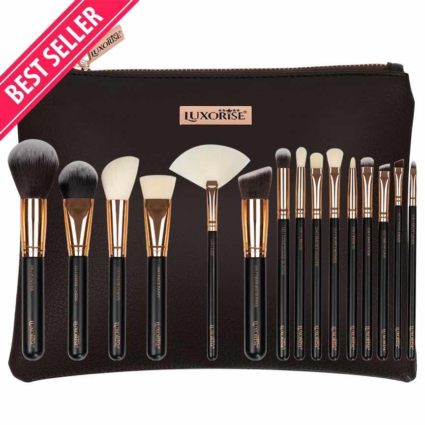 Set 15 Pensule Machiaj LUXORISE Brilliance Copper + Borseta CADOU Set 15 Pensule Machiaj LUXORISE Brilliance Copper + Borseta CADOU