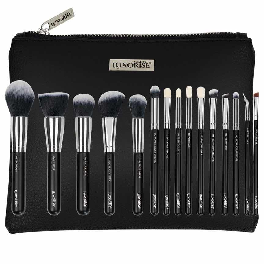 Set 15 Pensule Machiaj LUXORISE Brilliance Platinum + Borseta CADOU Set 15 Pensule Machiaj LUXORISE Brilliance Platinum + Borseta CADOU