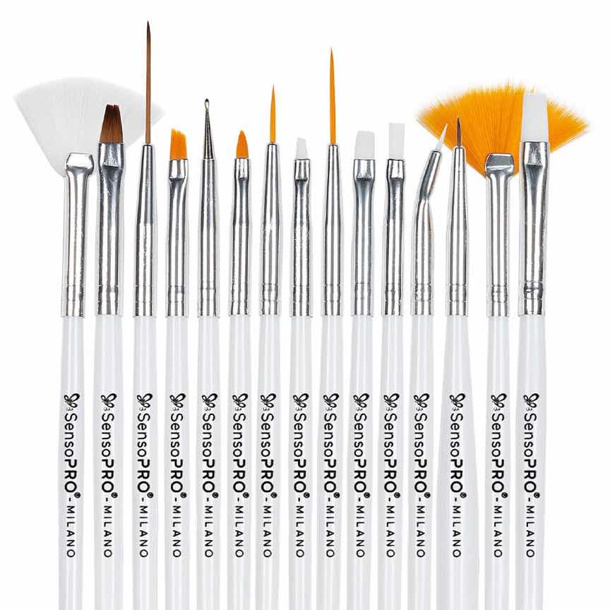 Set 15 Pensule Manichiura SensoPRO Milano, Pastel White Set 15 Pensule Manichiura SensoPRO Milano, Pastel White