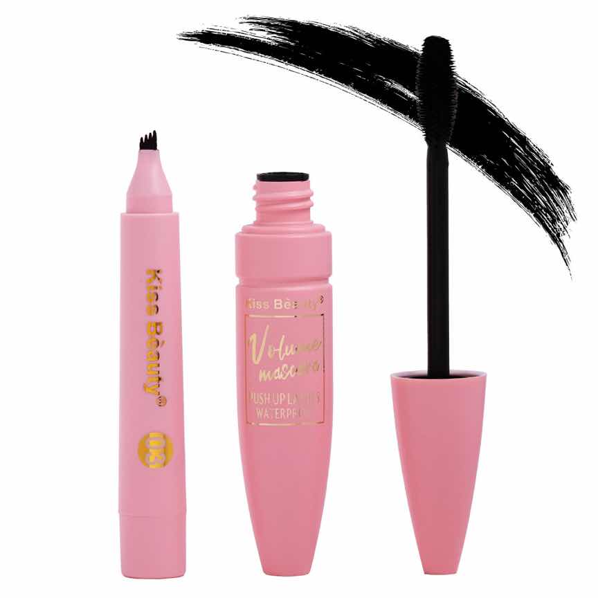 Set 2 in 1 Mascara Volume & Creion Sprancene Microblading Kiss Beauty 03 Set 2 in 1 Mascara Volume & Creion Sprancene Microblading Kiss Beauty 03