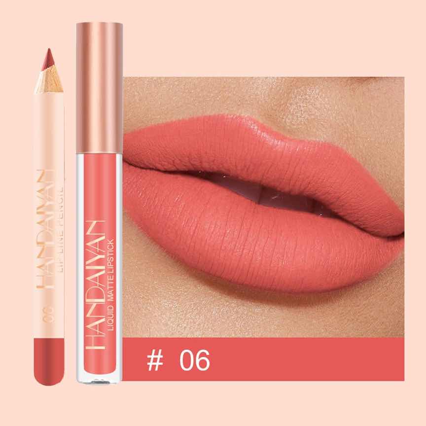 Set 2 in 1 Ruj Lichid Mat & Creion Contur Buze Handaiyan Lips Kit #06 Set 2 in 1 Ruj Lichid Mat & Creion Contur Buze Handaiyan Lips Kit #06