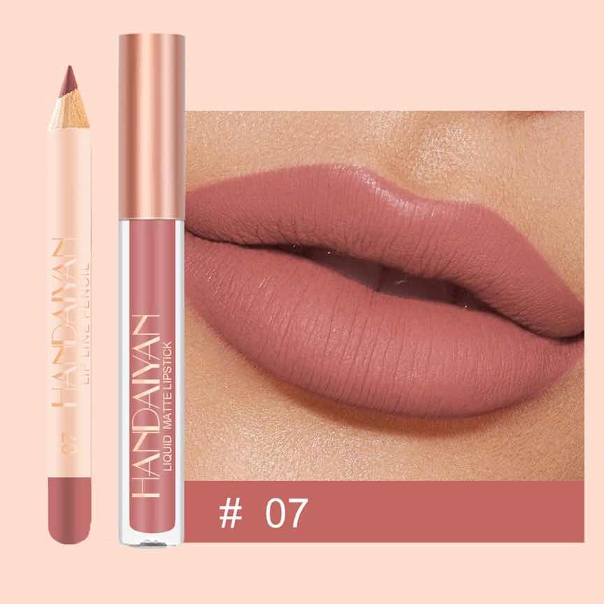 Set 2 in 1 Ruj Lichid Mat & Creion Contur Buze Handaiyan Lips Kit #07 Set 2 in 1 Ruj Lichid Mat & Creion Contur Buze Handaiyan Lips Kit #07