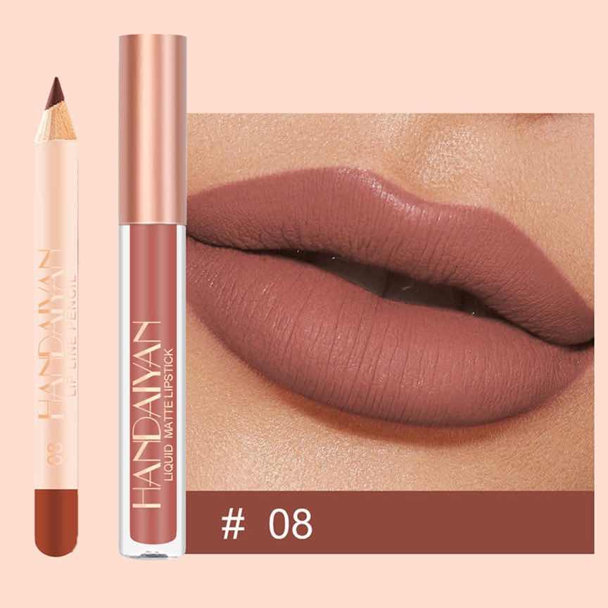 Set 2 in 1 Ruj Lichid Mat & Creion Contur Buze Handaiyan Lips Kit #08 Set 2 in 1 Ruj Lichid Mat & Creion Contur Buze Handaiyan Lips Kit #08