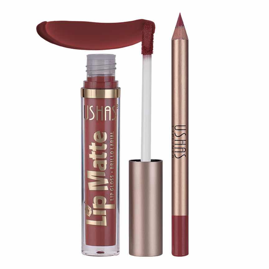 Set 2 in 1 Ruj Lichid Mat & Creion Contur Buze Ushas Kiss Me #03 Set 2 in 1 Ruj Lichid Mat & Creion Contur Buze Ushas Kiss Me #03