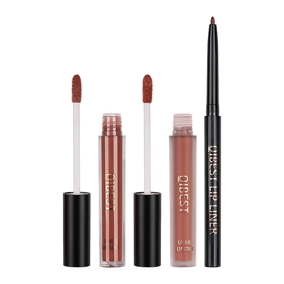 Set 3 in 1 Ruj Lichid Mat & Lip Gloss & Creion Contur Buze Qibest #02 Set 3 in 1 Ruj Lichid Mat & Lip Gloss & Creion Contur Buze Qibest #02