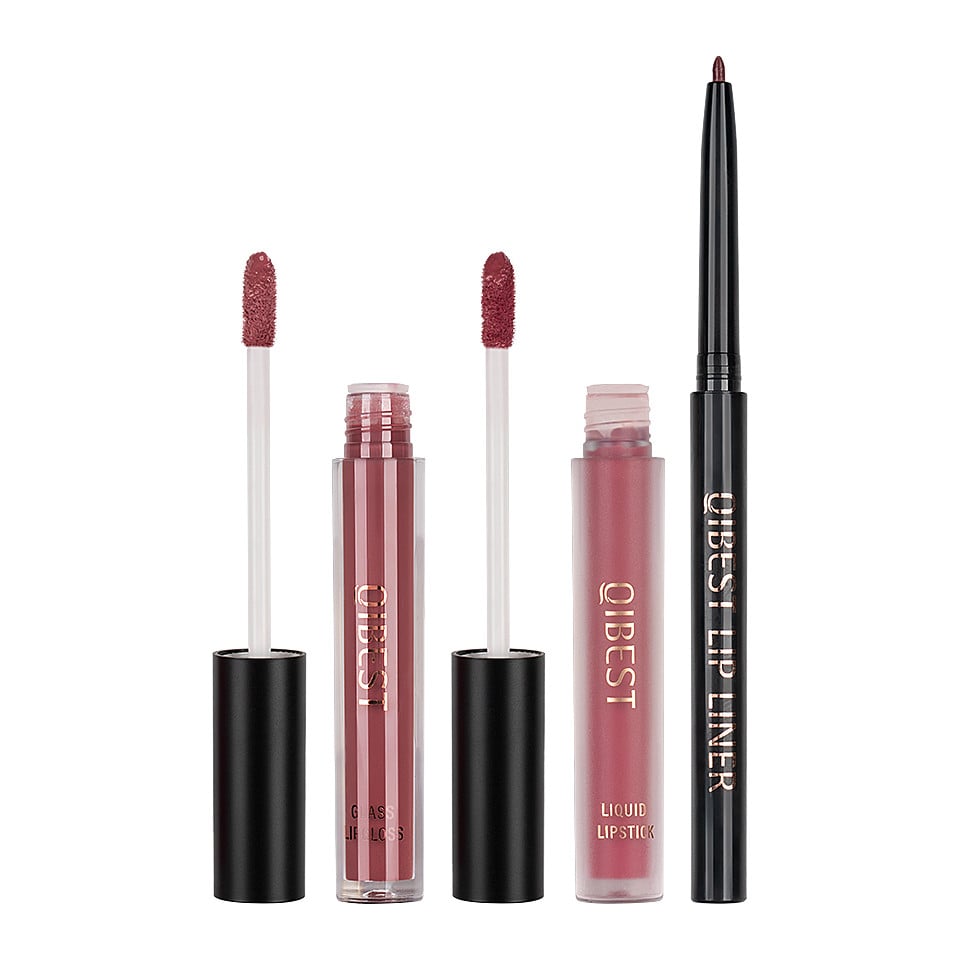 Set 3 in 1 Ruj Lichid Mat & Lip Gloss & Creion Contur Buze Qibest #08 Set 3 in 1 Ruj Lichid Mat & Lip Gloss & Creion Contur Buze Qibest #08