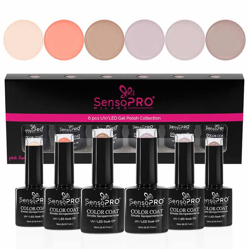 Set 6 Oje Semipermanente 10ml SensoPRO Milano, Nude Seduction Set 6 Oje Semipermanente 10ml SensoPRO Milano, Nude Seduction