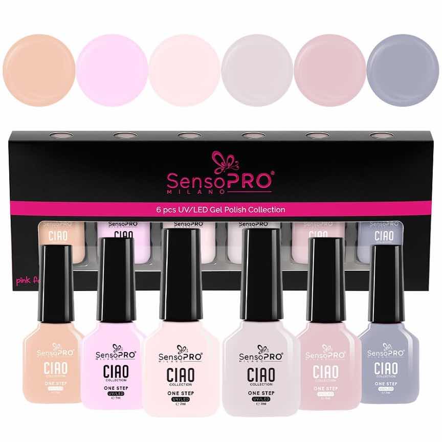 Set 6 Oje Semipermanente CIAO One Step 7ml SensoPRO Milano, Nude Grace Set 6 Oje Semipermanente CIAO One Step 7ml SensoPRO Milano, Nude Grace
