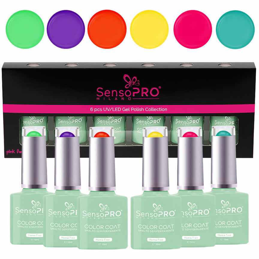 Set 6 Oje Semipermanente Hema Free 10ml SensoPRO Milano, Color Vibe Set 6 Oje Semipermanente Hema Free 10ml SensoPRO Milano, Color Vibe