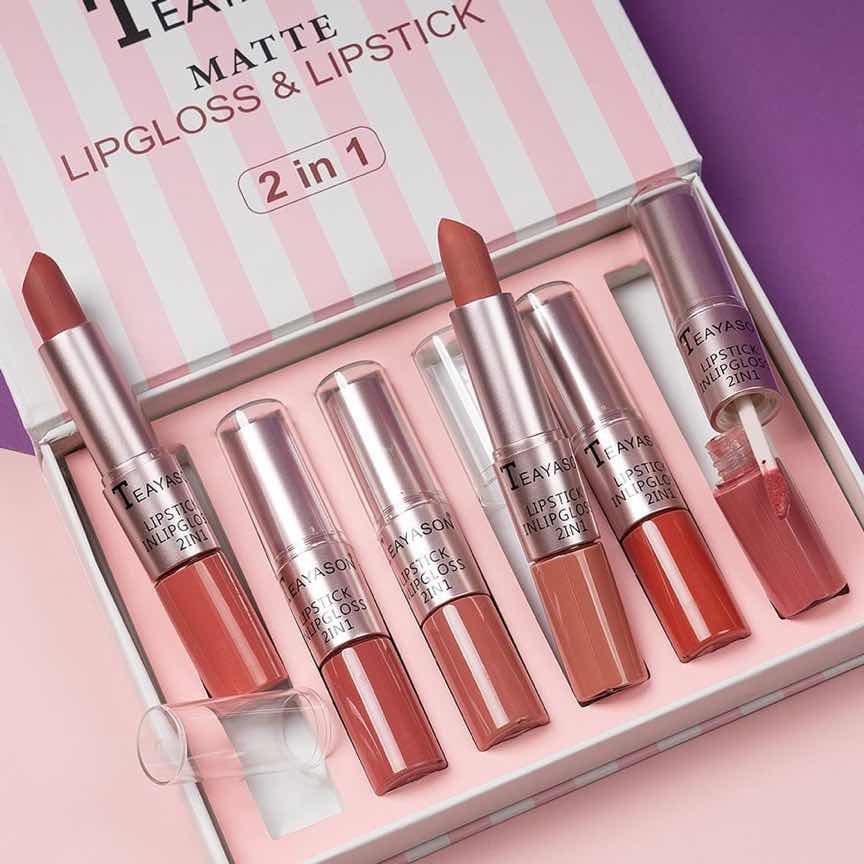 Set 6 Rujuri Mate & Lip Gloss Mat 2 in 1 Teayason Matte Set 6 Rujuri Mate & Lip Gloss Mat 2 in 1 Teayason Matte