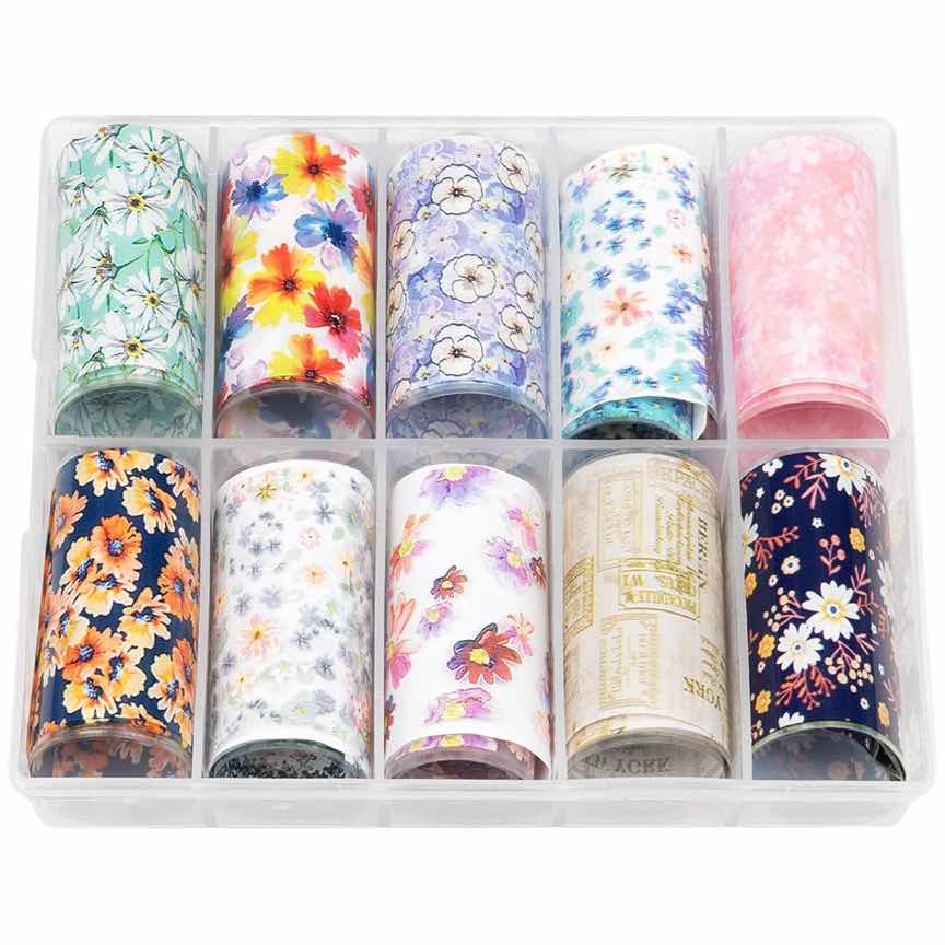 Set Folii Transfer LUXORISE Flower Whisper, 10 buc Set Folii Transfer LUXORISE Flower Whisper, 10 buc