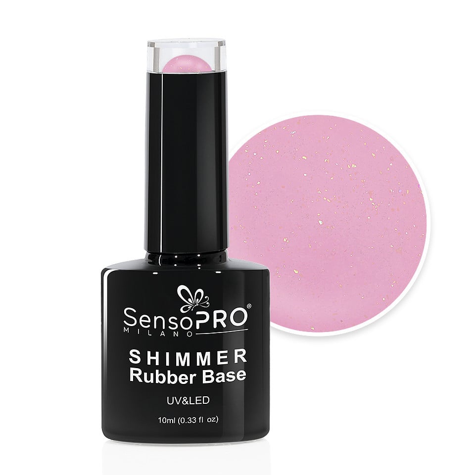 Shimmer Rubber Base SensoPRO Milano - #21 Glimmer Pink, 10ml Shimmer Rubber Base SensoPRO Milano - #21 Glimmer Pink, 10ml