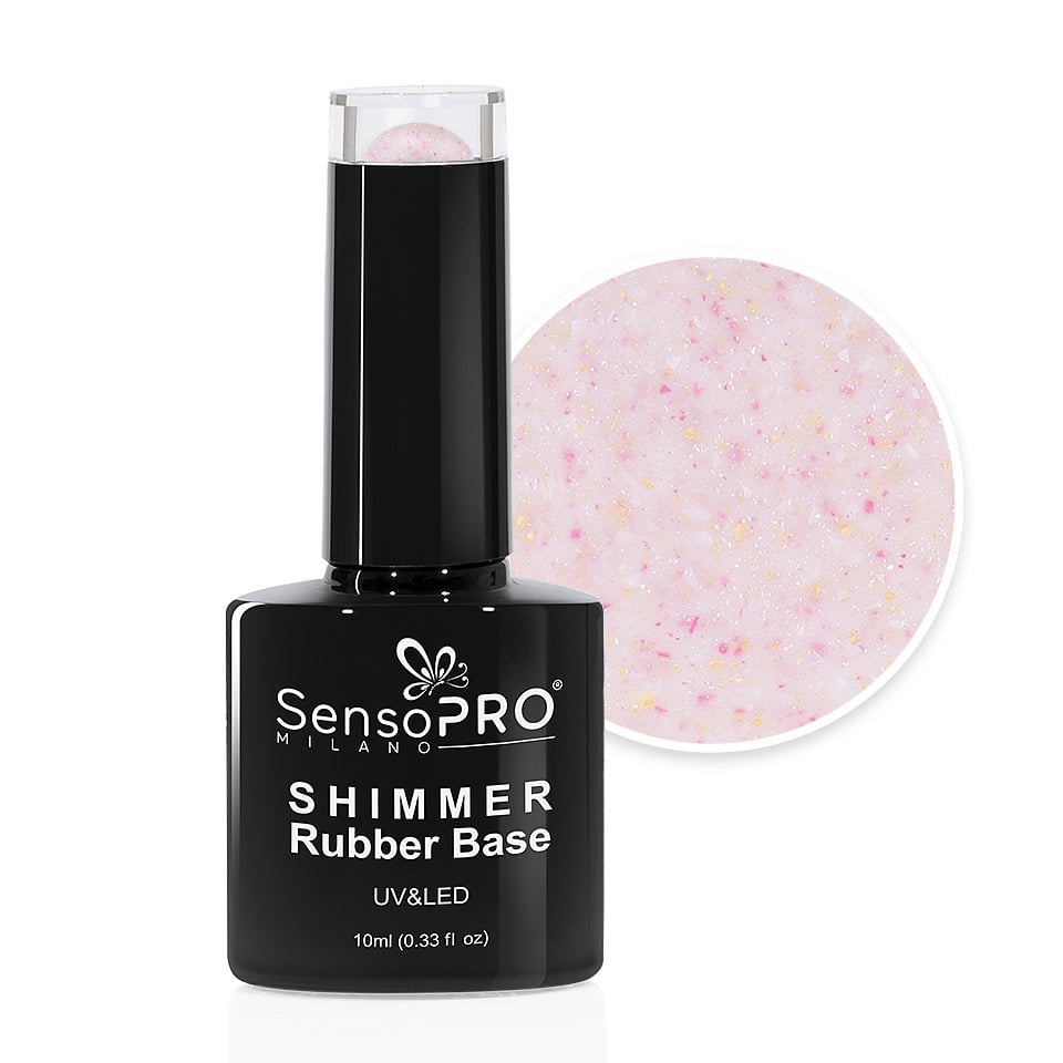 Shimmer Rubber Base SensoPRO Milano - #44 Sprinkled Spectacular, 10ml Shimmer Rubber Base SensoPRO Milano - #44 Sprinkled Spectacular, 10ml