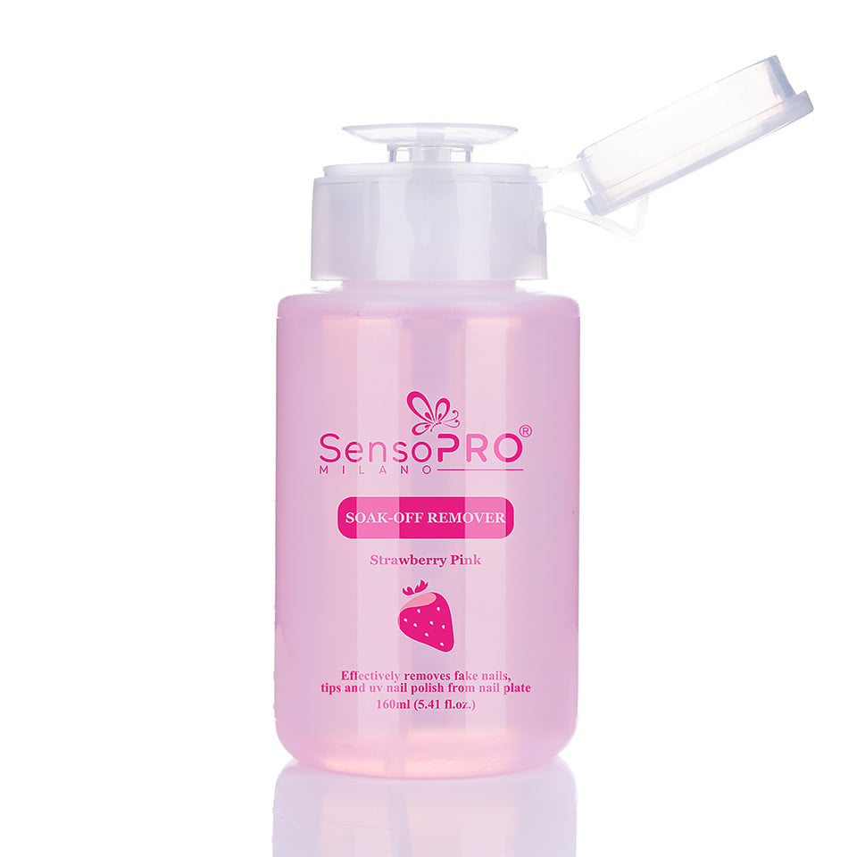 Soak Off Remover SensoPRO Milano Strawberry - Indepartare gel, oja semipermanenta, tipsuri, 160 ml Soak Off Remover SensoPRO Milano Strawberry - Indepartare gel, oja semipermanenta, tipsuri, 160 ml