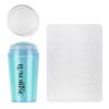 Stampila Unghii Silicon cu Racleta, Clear Blue LUXORISE
