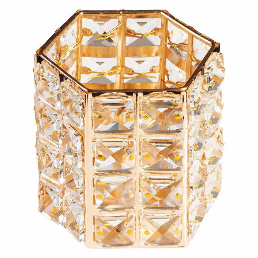Suport Pensule Machiaj Crystal Rich Gold, LUXORISE Suport Pensule Machiaj Crystal Rich Gold, LUXORISE