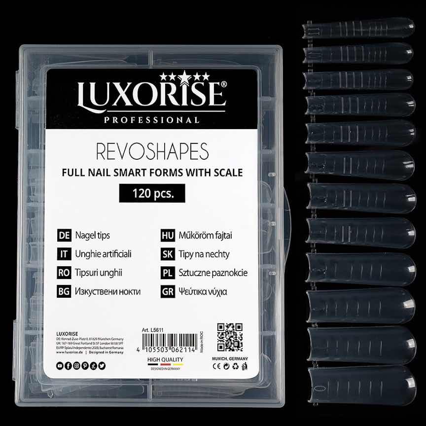 Tipsuri Reutilizabile Revo Shapes LUXORISE Full Nail pentru Polygel si gel, 120 buc Tipsuri Reutilizabile Revo Shapes LUXORISE Full Nail pentru Polygel si gel, 120 buc