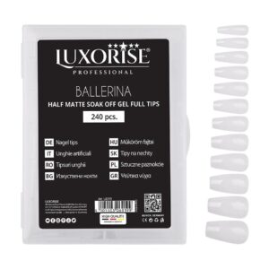 Tipsuri Unghii Dizolvabile Ballerina Soak Off - Half Matte Full Nail, 240 buc