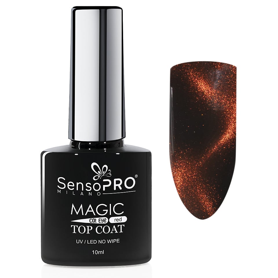 Top Coat Cat Eye SensoPRO Milano 10ml, Red Top Coat Cat Eye SensoPRO Milano 10ml, Red