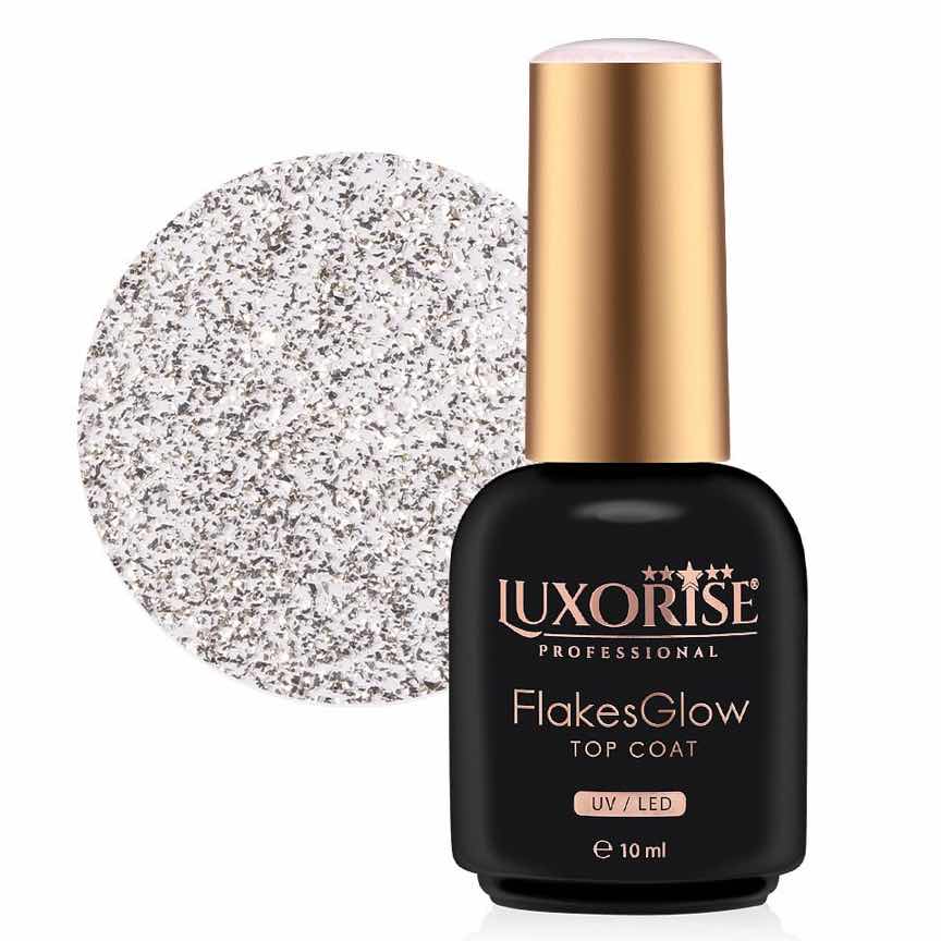 Top Coat LUXORISE - FlakesGlow Champagne Charm 10ml Top Coat LUXORISE - FlakesGlow Champagne Charm 10ml