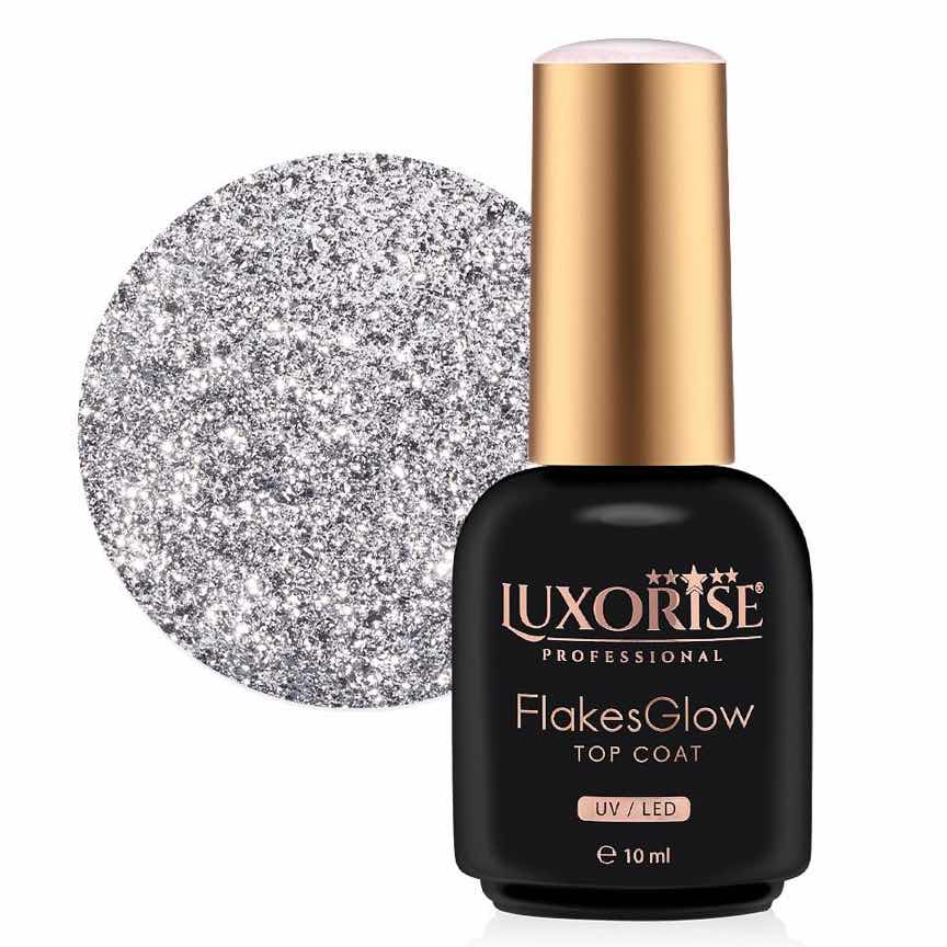 Top Coat LUXORISE - FlakesGlow Silvery Spell 10ml Top Coat LUXORISE - FlakesGlow Silvery Spell 10ml