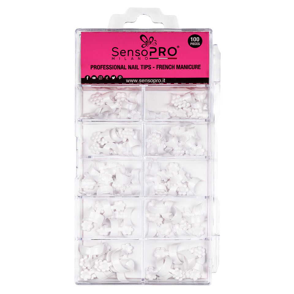 Varfuri tipsuri manichiura french SensoPRO Milano, 100 bucati Varfuri tipsuri manichiura french SensoPRO Milano, 100 bucati
